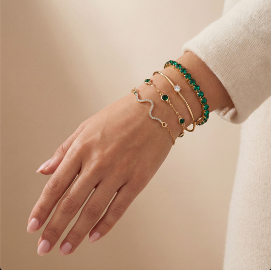 Antique Emerald Bracelet Set I Gold
